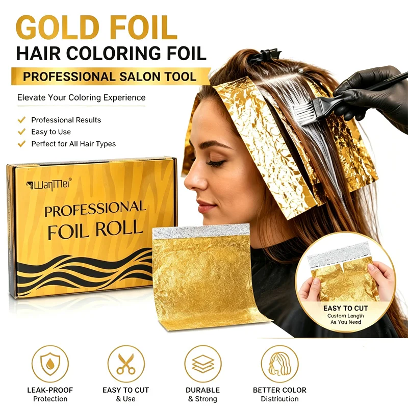 Professional Gold Hair Coloring Foil Roll, Durable Aluminum Highlight Foils, Reusable Salon Hair Bleach Tint Foil with Custom Cut Length
Professional Gold Hair Coloring Foil Roll, Durable Aluminum Highlight Foils, Reusable Salon Hair Bleach Tint Foil with Custom Cut Length