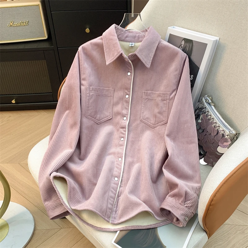 Thiened Fce Corduroy Long Sve irt Women's Autumn Winter New Sle Versatile Slimming Base Layer irt Casual Sle
Thiened Fce Corduroy Long Sve irt Women's Autumn Winter New Sle Versatile Slimming Base Layer irt Casual Sle