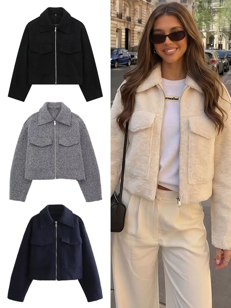 HH Womens Vintage Cropped Zip Up Lapel Coat Autumn Winter Casual Vacation Party Trendy Long Sleeve Front Pockets Jackets
HH Womens Vintage Cropped Zip Up Lapel Coat Autumn Winter Casual Vacation Party Trendy Long Sleeve Front Pockets Jackets