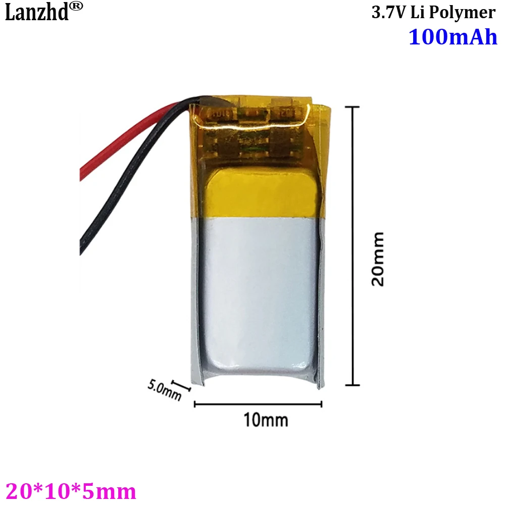 501020 100mAh 3.7V polymer battery For TWS headphones smart bracelet pedometer fingertip gyroscope Bluetooth converter battery
501020 100mAh 3.7V polymer battery For TWS headphones smart bracelet pedometer fingertip gyroscope Bluetooth converter battery
