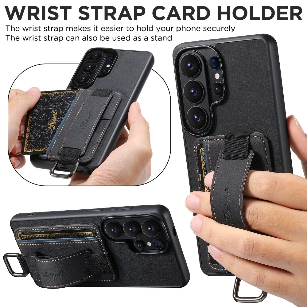 Solid Color Leather Wristband Phone Case for Samsung Galaxy S22 S23 S24 S25 Plus S26 Ultra with Back Wallet Card Slots
Solid Color Leather Wristband Phone Case for Samsung Galaxy S22 S23 S24 S25 Plus S26 Ultra with Back Wallet Card Slots