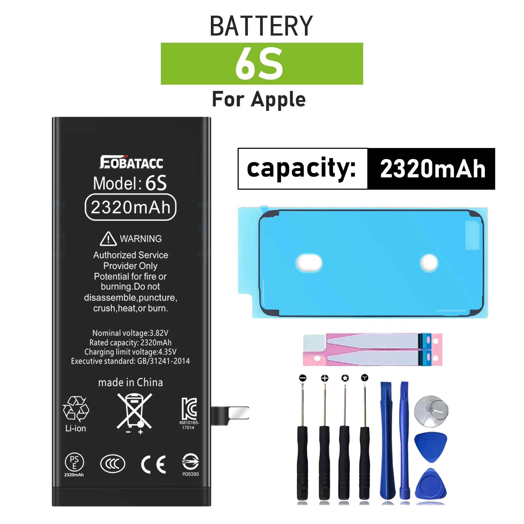 2025 Years New High Capacity Phone Battery for Apple Iphone 6S 2320mah Replacement Batteria + Free Tools
2025 Years New High Capacity Phone Battery for Apple Iphone 6S 2320mah Replacement Batteria + Free Tools