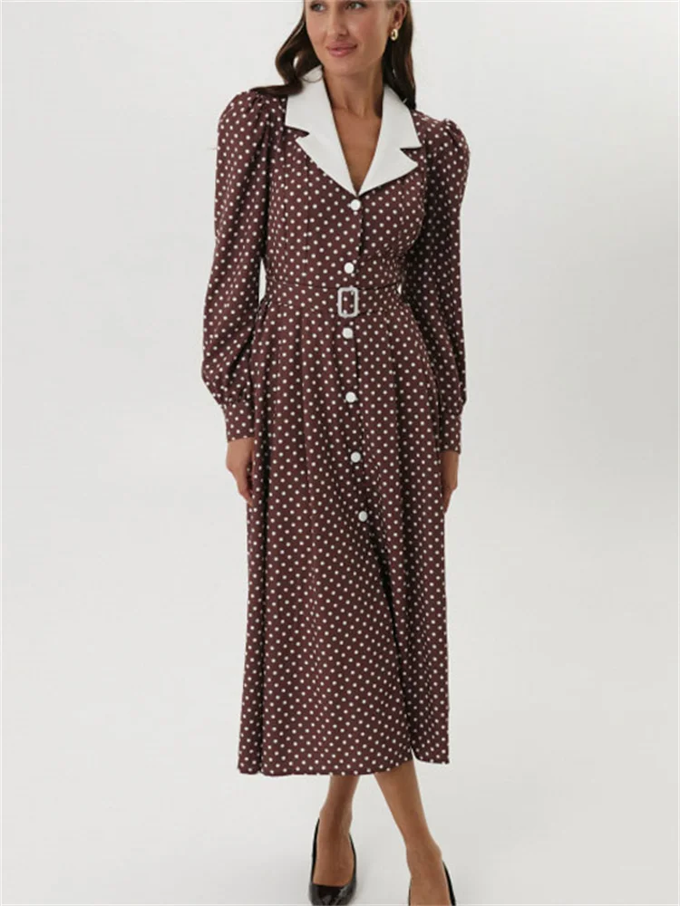 Tossy Elegant Printed Lapel Long Dress For Women High Waist Long Sleeve Commute Party Dress Clothes Slim Female Bodycon Dress
Tossy Elegant Printed Lapel Long Dress For Women High Waist Long Sleeve Commute Party Dress Clothes Slim Female Bodycon Dress