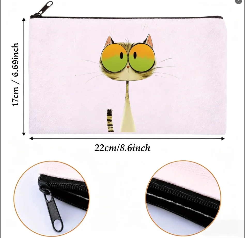 1PC Cute Big-Eyed Cartoon Cat Canvas Makeup Bag, Double Sided Cosmetic Pouch
1PC Cute Big-Eyed Cartoon Cat Canvas Makeup Bag, Double Sided Cosmetic Pouch
