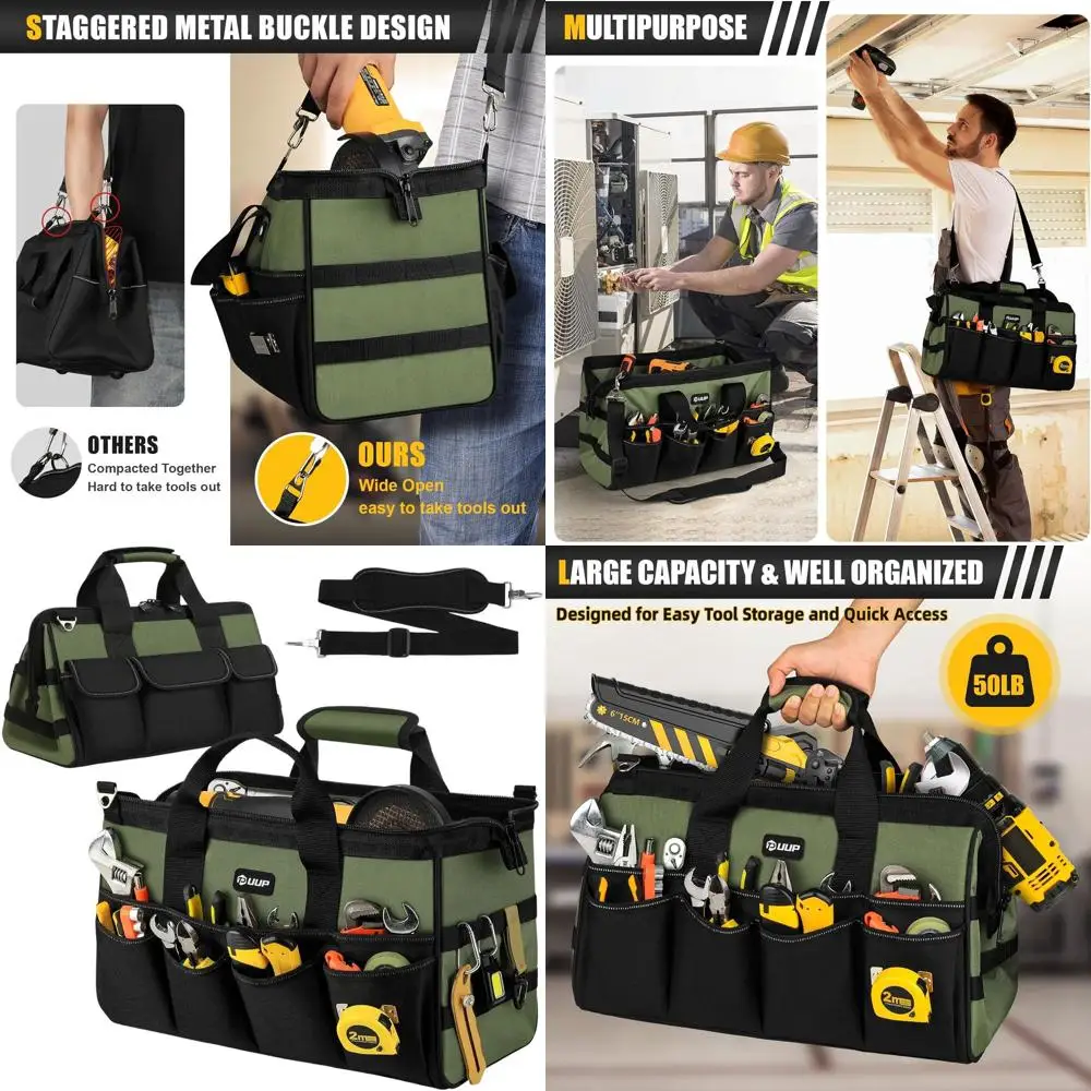 Сумка для инструментов на 18 отделений, сверхпрочная, портативный органайзер для хранения, с большой молнией, идеально подходит для электриков, подрядчиков и в качестве подарка для пап
Сумка для инструментов на 18 отделений, сверхпрочная, портативный органайзер для хранения, с большой молнией, идеально подходит для электриков, подрядчиков и в качестве подарка для пап
