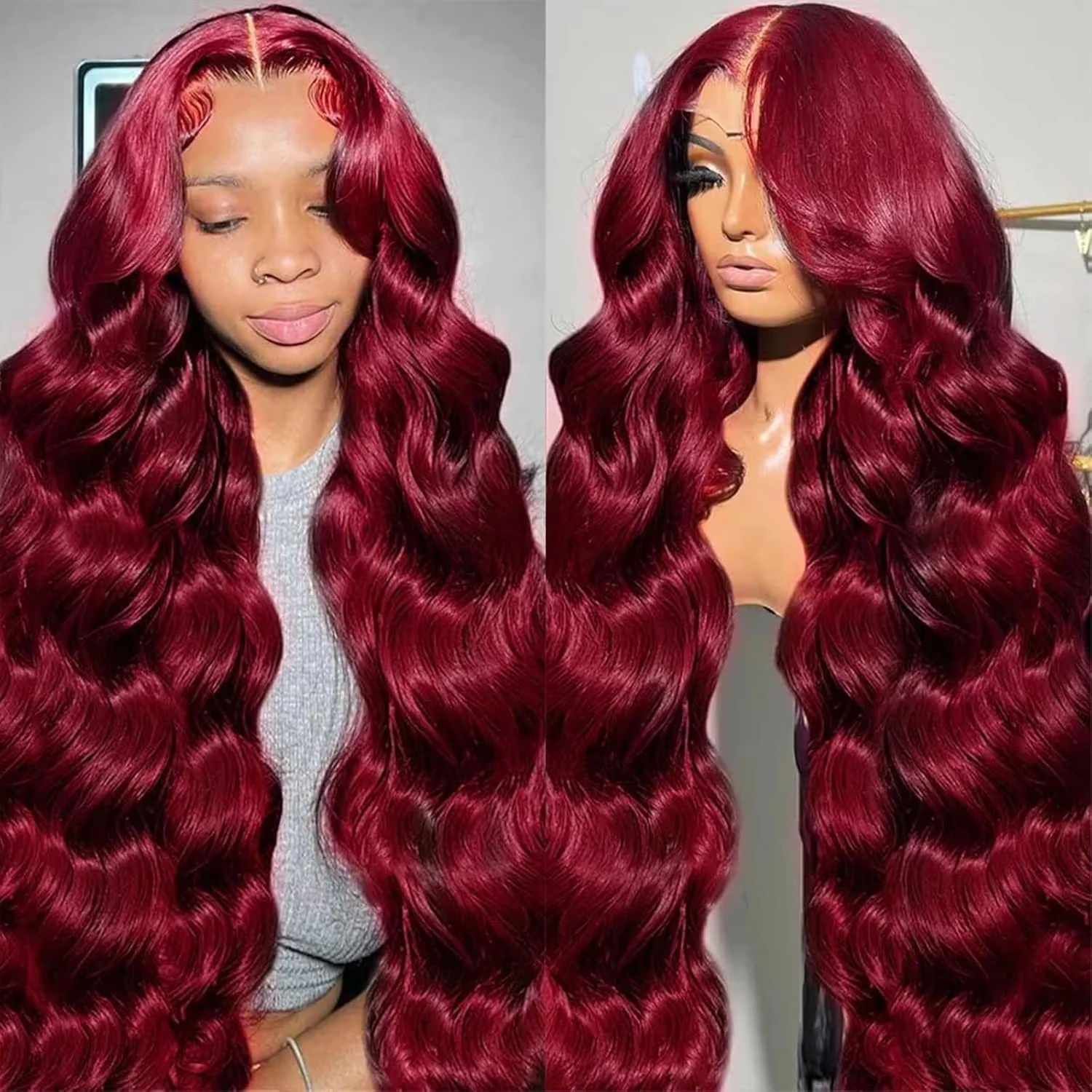 99J Burgundy Red Body Wave Lace Front Wig Pre-Plucked 13x6 13x4 Lace Frontal Human Hair Wigs Colored Wigs Women To Attend Party
99J Burgundy Red Body Wave Lace Front Wig Pre-Plucked 13x6 13x4 Lace Frontal Human Hair Wigs Colored Wigs Women To Attend Party