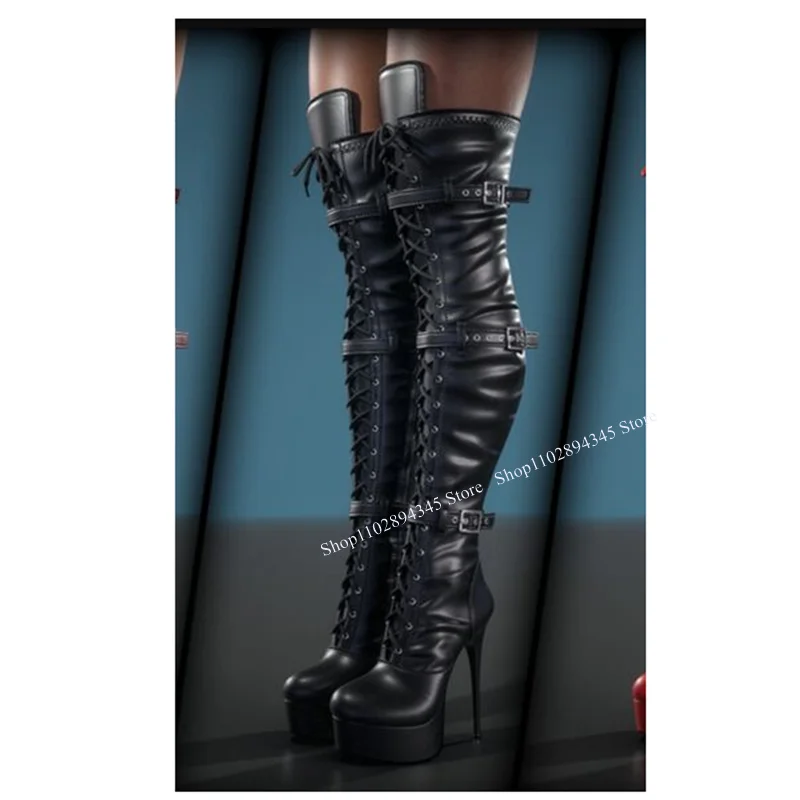 Black Cross Lace Up Platform Boots Thin High Heel Round Toe Fashion Sexy Cool 2025 Winter Big Size Woman Shoes Zapatillas Mujer
Black Cross Lace Up Platform Boots Thin High Heel Round Toe Fashion Sexy Cool 2025 Winter Big Size Woman Shoes Zapatillas Mujer