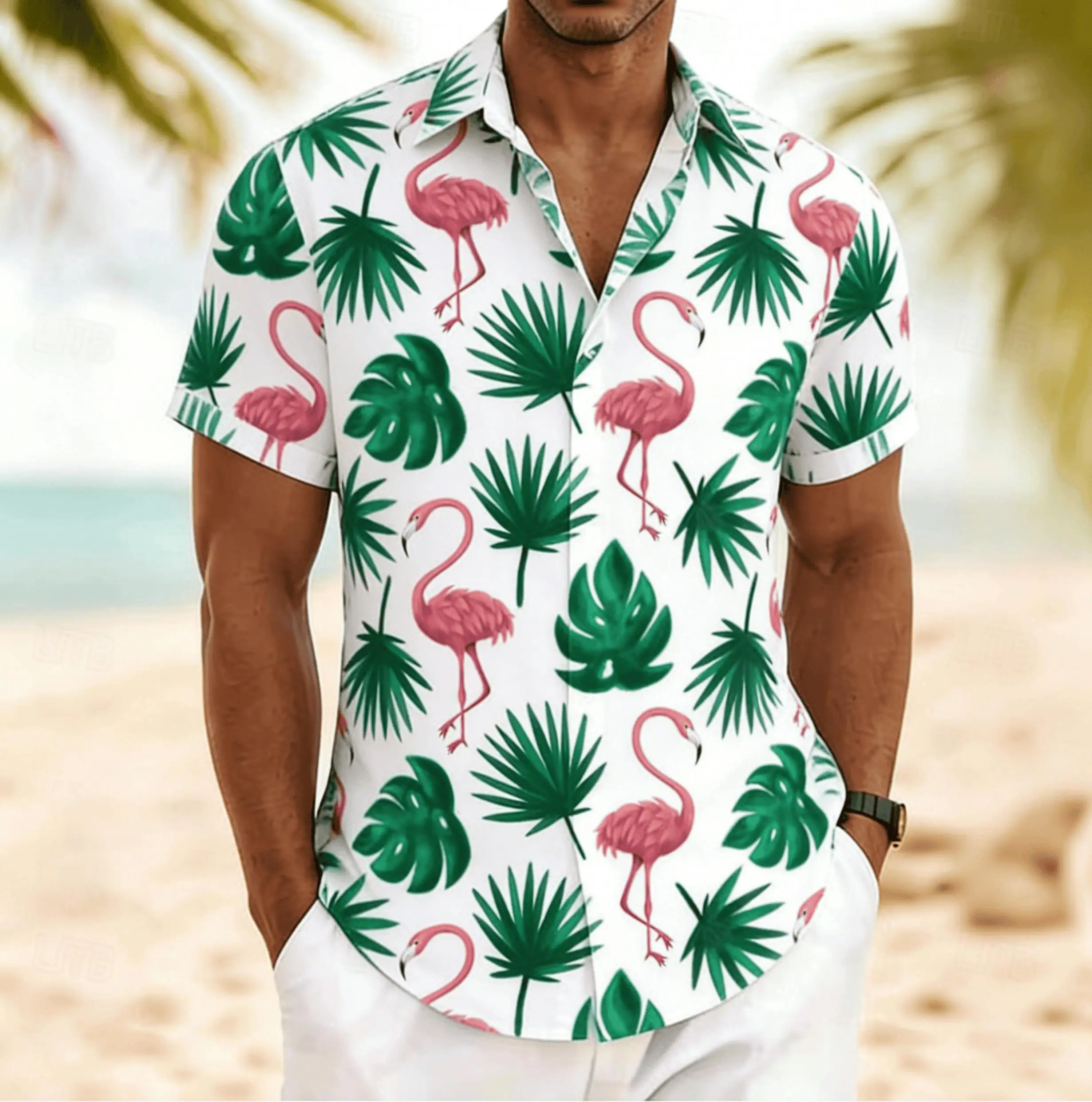 Men's Flamingo Tropical Monstera Palm Leaf Print Short Sleeve Shirt, Spring Summer Hawaiian Vacation Blouse, Loose Casual Top
Men's Flamingo Tropical Monstera Palm Leaf Print Short Sleeve Shirt, Spring Summer Hawaiian Vacation Blouse, Loose Casual Top