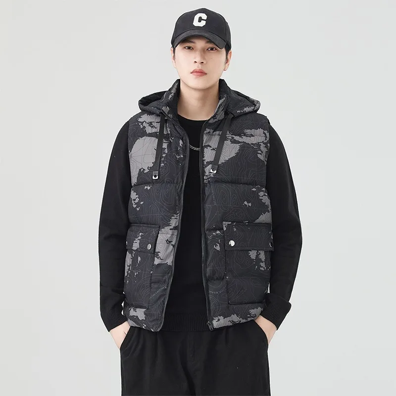 Мужской кардиган на молнии с капюшоном, жилет с геометрическим принтом, контрастная камуфляжная куртка, модный топ
Мужской кардиган на молнии с капюшоном, жилет с геометрическим принтом, контрастная камуфляжная куртка, модный топ