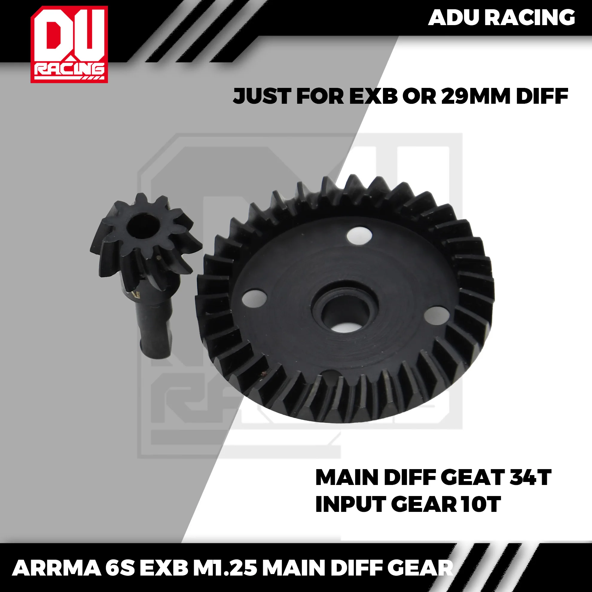ADU RACING 40CRMO M1.25 STREEL 34t MAIN DIFF GEAR AND 10t INPUT GEAR for ARRMA 29MM DIFF OR EXB and V6
ADU RACING 40CRMO M1.25 STREEL 34t MAIN DIFF GEAR AND 10t INPUT GEAR for ARRMA 29MM DIFF OR EXB and V6