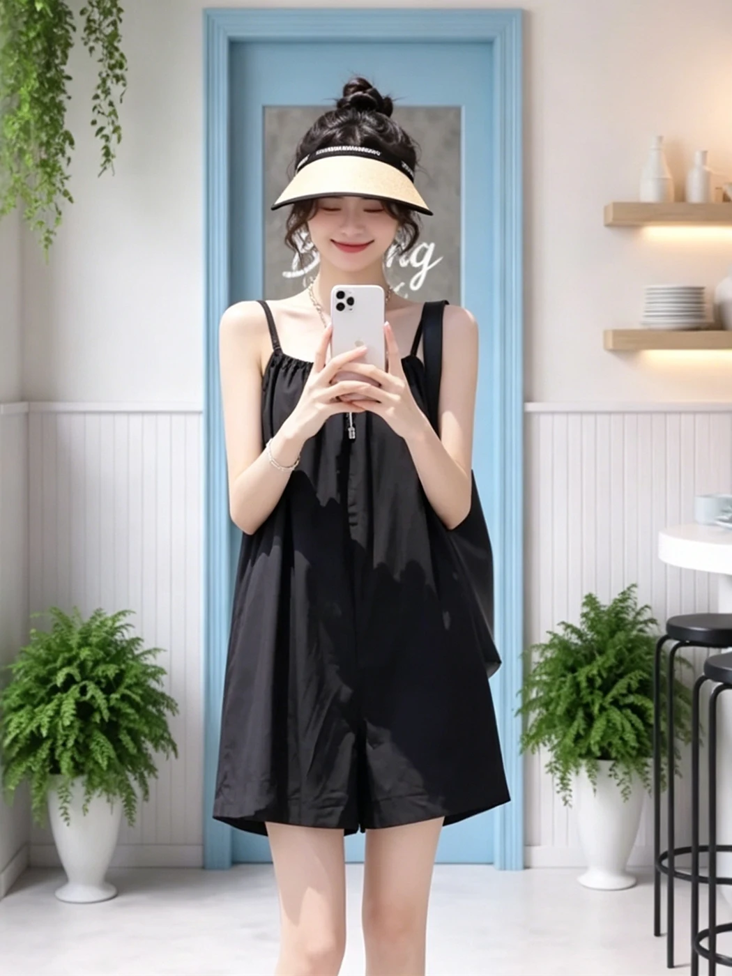 Elegant Anti-Aging Black Strap Romper Women's Loose Casual Slimming Wide Leg Shorts High Waist Short Pants Summer New Arrival
Elegant Anti-Aging Black Strap Romper Women's Loose Casual Slimming Wide Leg Shorts High Waist Short Pants Summer New Arrival