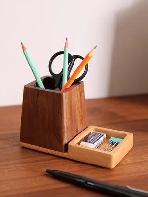 Black walnut solid wood pen holder office large capacity makeup brush desktop organizer
Black walnut solid wood pen holder office large capacity makeup brush desktop organizer