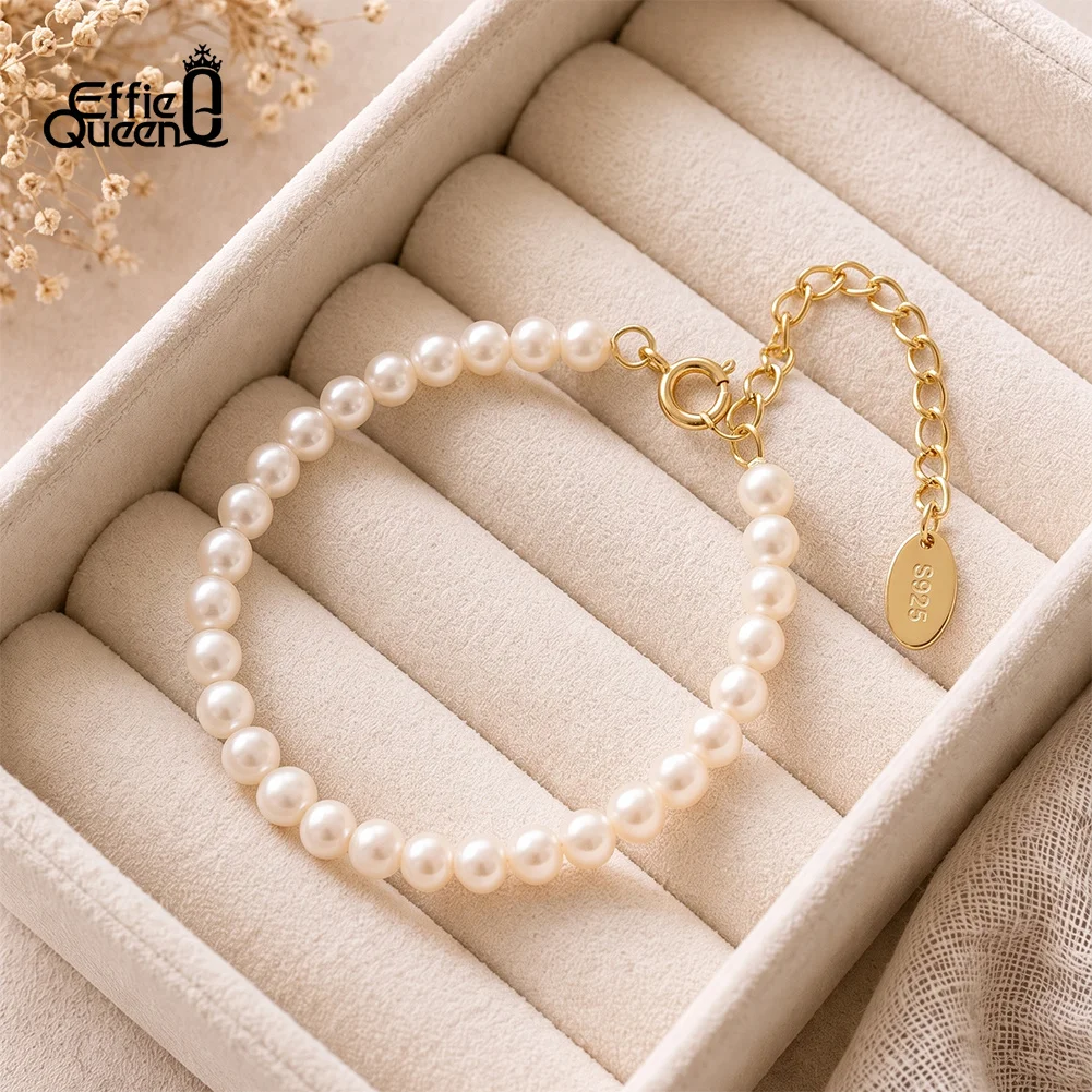 EFFIE QUEEN 925 Sterling Silver Natural Pearls Beads Bracelet for Women Fashion Daily Wear Jewelry Minimalist Accessories GPB65
EFFIE QUEEN 925 Sterling Silver Natural Pearls Beads Bracelet for Women Fashion Daily Wear Jewelry Minimalist Accessories GPB65