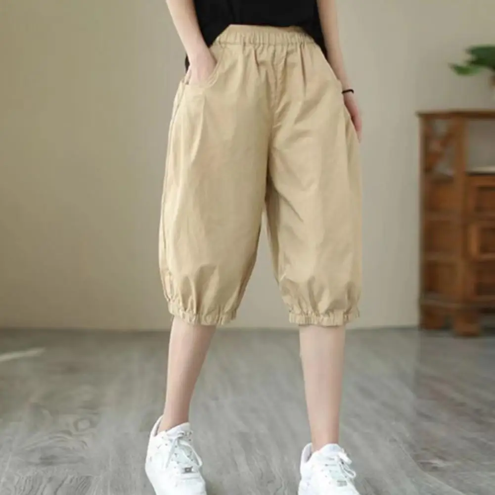 Elastic Waist Trousers Streetwear Women's Knee-length Shorts with Elastic Waistband Loose Fit Solid Color Pants for Summer
Elastic Waist Trousers Streetwear Women's Knee-length Shorts with Elastic Waistband Loose Fit Solid Color Pants for Summer
