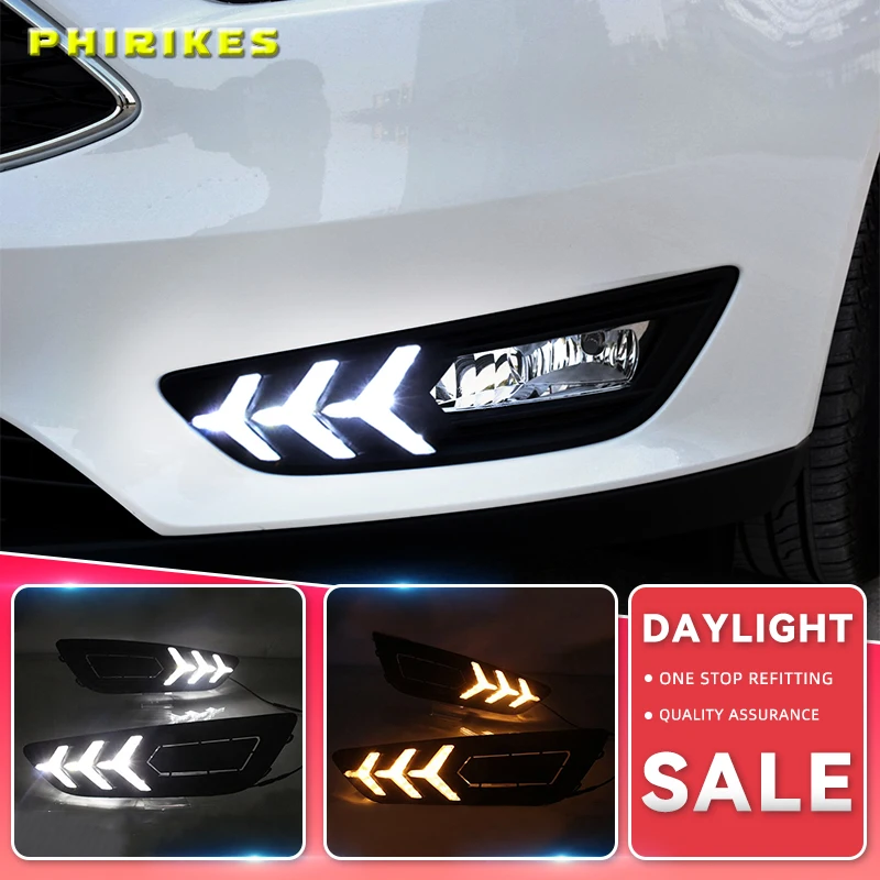 1Pair DRL For Ford Focus 4 2015 2016 2017 2018 Daytime Running Lights Fog head Lamp cover with Yellow turn signal
1Pair DRL For Ford Focus 4 2015 2016 2017 2018 Daytime Running Lights Fog head Lamp cover with Yellow turn signal
