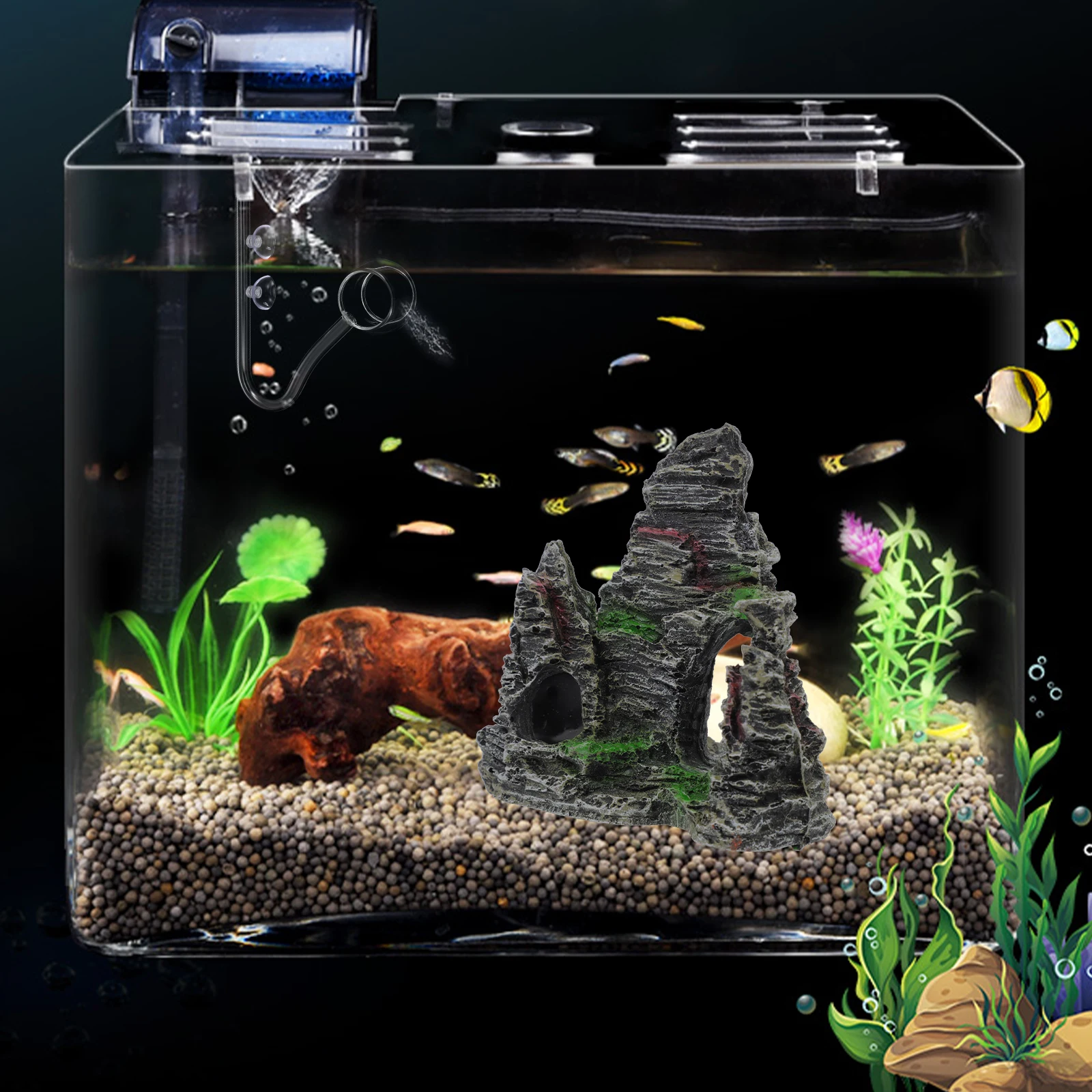 Aquarium Rockery Resin Artificial Mountain Ornament Durable Lifelike Decorative Fish Tank Landscaping Accessory
Aquarium Rockery Resin Artificial Mountain Ornament Durable Lifelike Decorative Fish Tank Landscaping Accessory