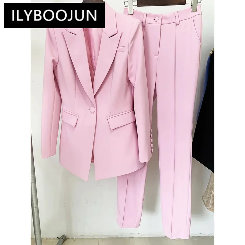 Blazer Pants Suits Pink Two Piece Set Office Business Women Single Buttons Pencil Pants Blazer + Pantsuits Formal Event Outfits
Blazer Pants Suits Pink Two Piece Set Office Business Women Single Buttons Pencil Pants Blazer + Pantsuits Formal Event Outfits