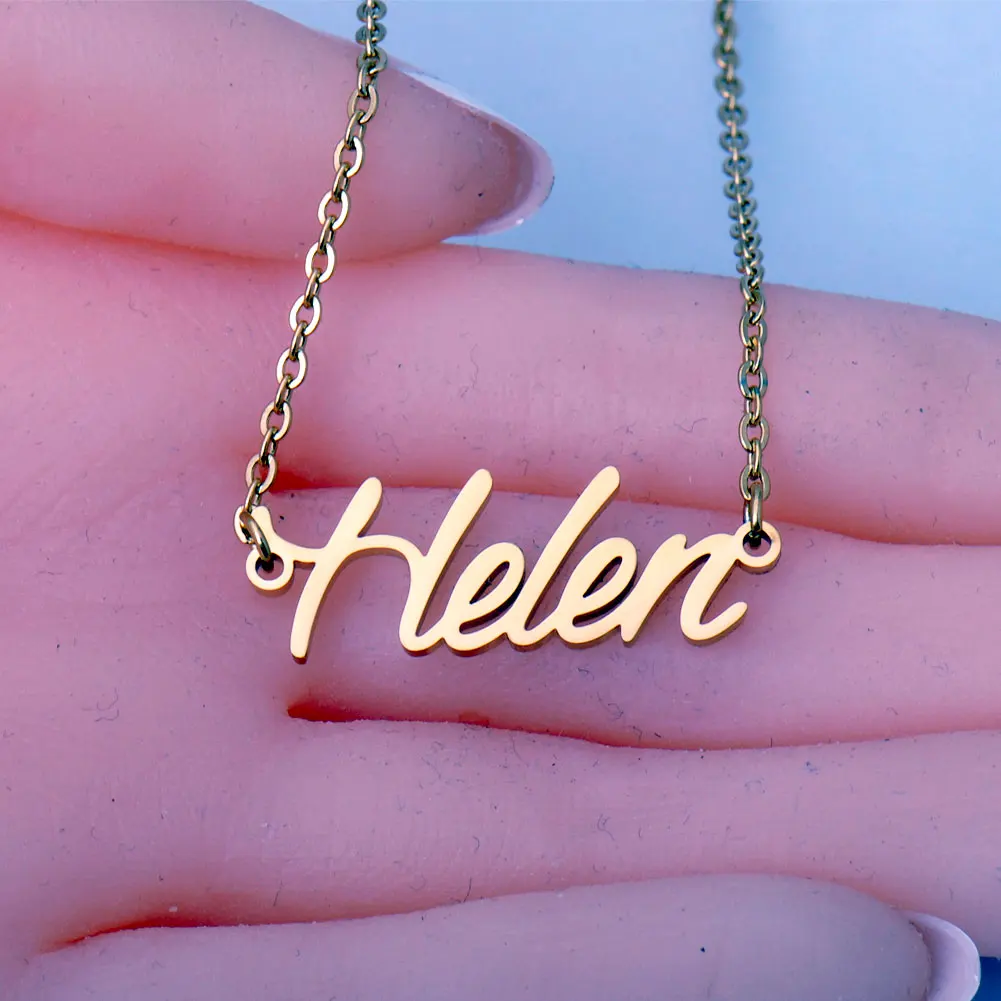 Helen Gold Plated Stainless Steel Name Necklace for Women Personalized Jewelry Nameplate Chain Pendant Gift for Mothers
Helen Gold Plated Stainless Steel Name Necklace for Women Personalized Jewelry Nameplate Chain Pendant Gift for Mothers