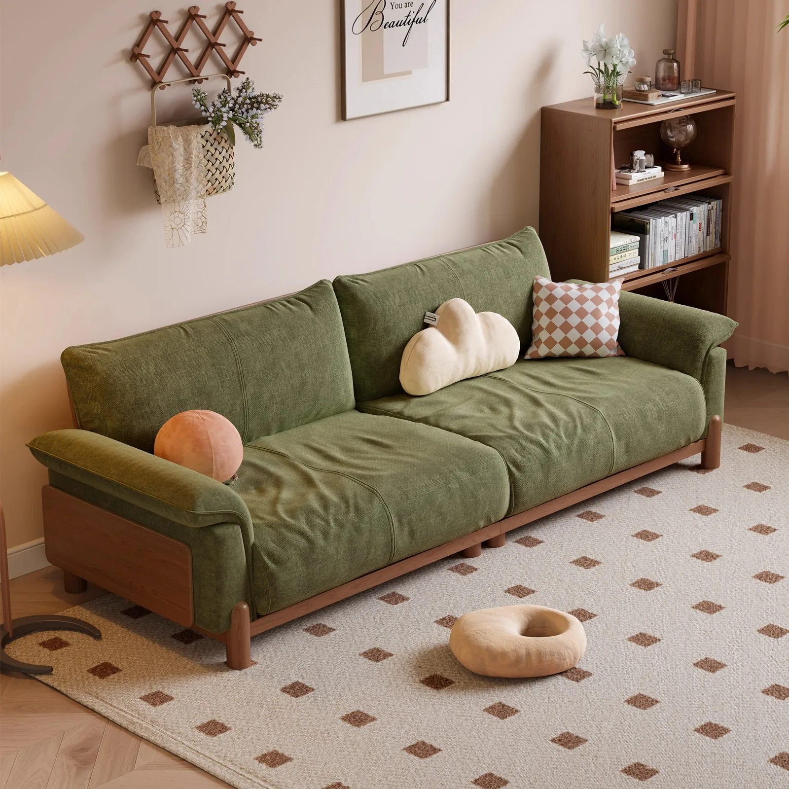 DSA antique fabric solid wood sofa small living room straight row sofa B & B rest area green sofa
DSA antique fabric solid wood sofa small living room straight row sofa B & B rest area green sofa