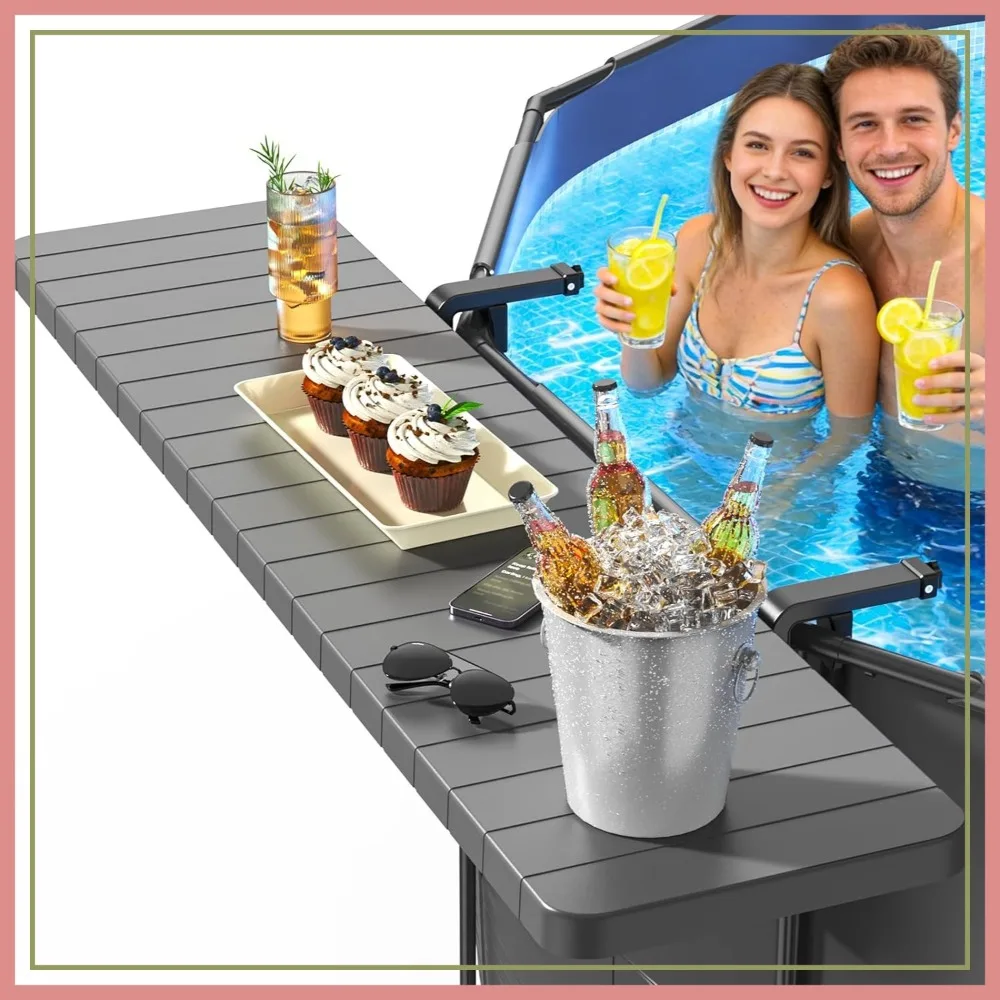 Poolside Bar Table for Above Ground Pools, Fits ≤4.4" Top Rail, 49"x9.6" Rust-Free ABS, Holds 110 lbs, for Round & Oval Pools
Poolside Bar Table for Above Ground Pools, Fits ≤4.4" Top Rail, 49"x9.6" Rust-Free ABS, Holds 110 lbs, for Round & Oval Pools