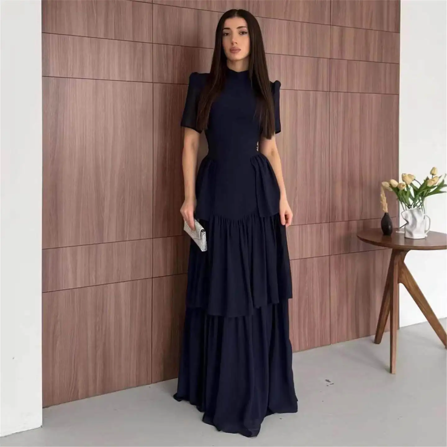 Elegant Multi-Layer Short-Sleeve round Neck Gown Women's Fashion Cross-Border Summer New Arrival Waist-Cinching Dress
Elegant Multi-Layer Short-Sleeve round Neck Gown Women's Fashion Cross-Border Summer New Arrival Waist-Cinching Dress
