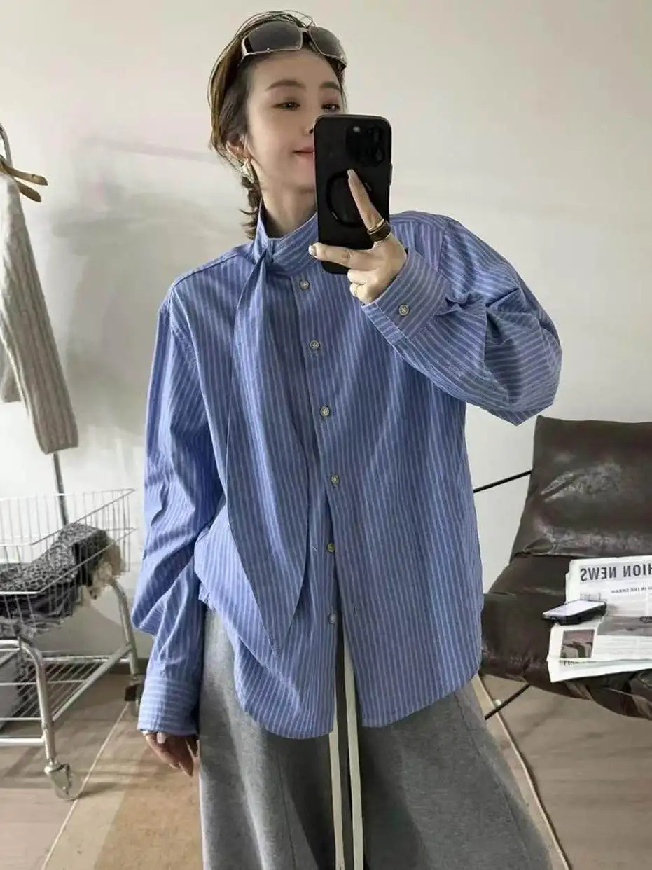 Fashionable Blue Striped Shirt Women's Loose Casual Top Breathable Skin-friendly Spring 2026 Early Style Slimming Loose Fit
Fashionable Blue Striped Shirt Women's Loose Casual Top Breathable Skin-friendly Spring 2026 Early Style Slimming Loose Fit