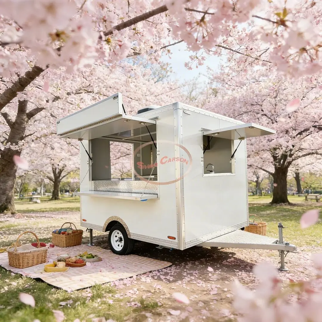 Fiberglass Food Cart Trailer Mobile Vending Kiosk with Stainless Steel Counter Vent for Concession Stand
Fiberglass Food Cart Trailer Mobile Vending Kiosk with Stainless Steel Counter Vent for Concession Stand
