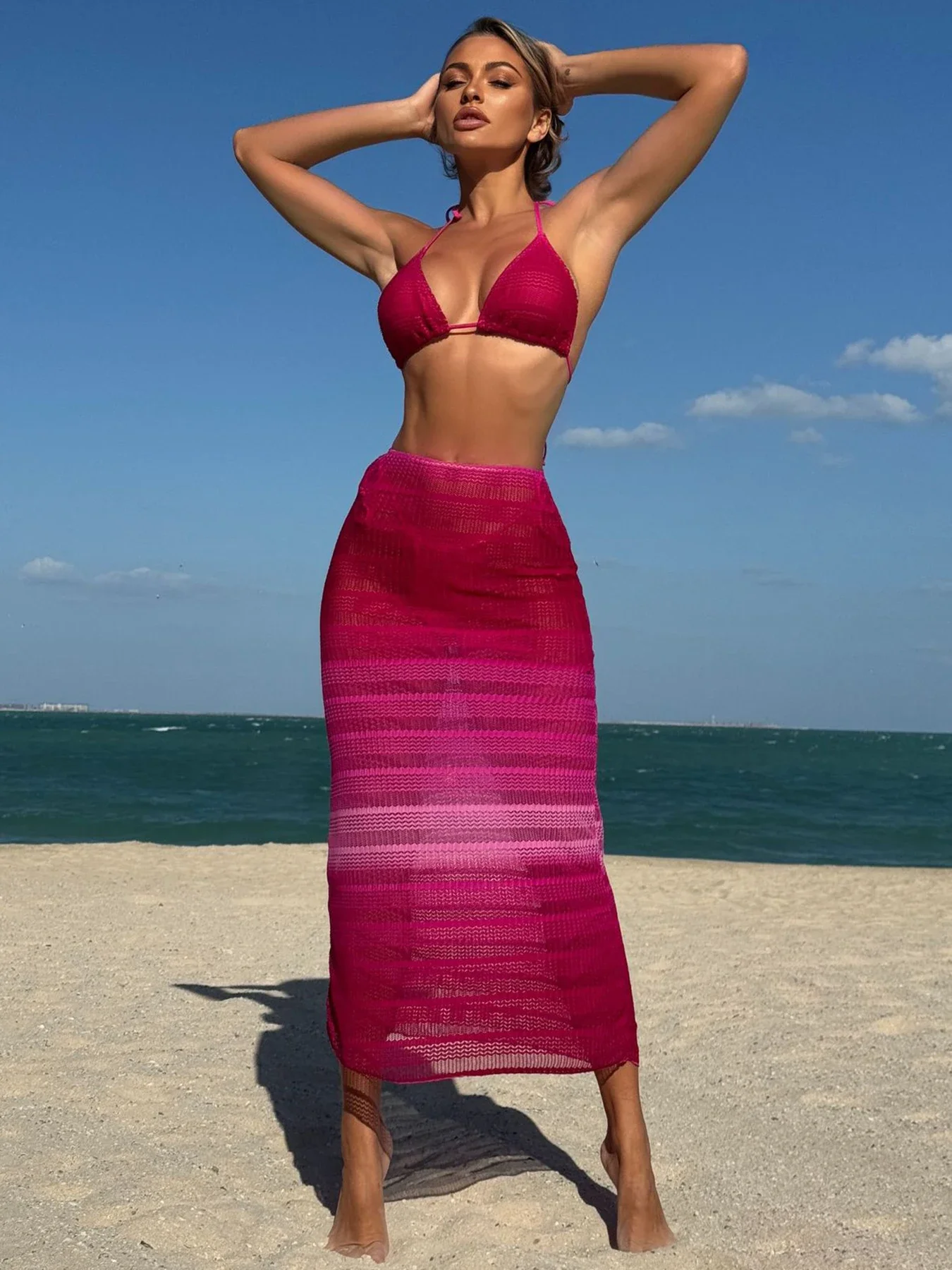2025 New Gradient Color Mesh Three Pieces Bikini Sets Swimsuit For Women Sexy Hollow Out Swimwear And Long Beach Skirt Female
2025 New Gradient Color Mesh Three Pieces Bikini Sets Swimsuit For Women Sexy Hollow Out Swimwear And Long Beach Skirt Female