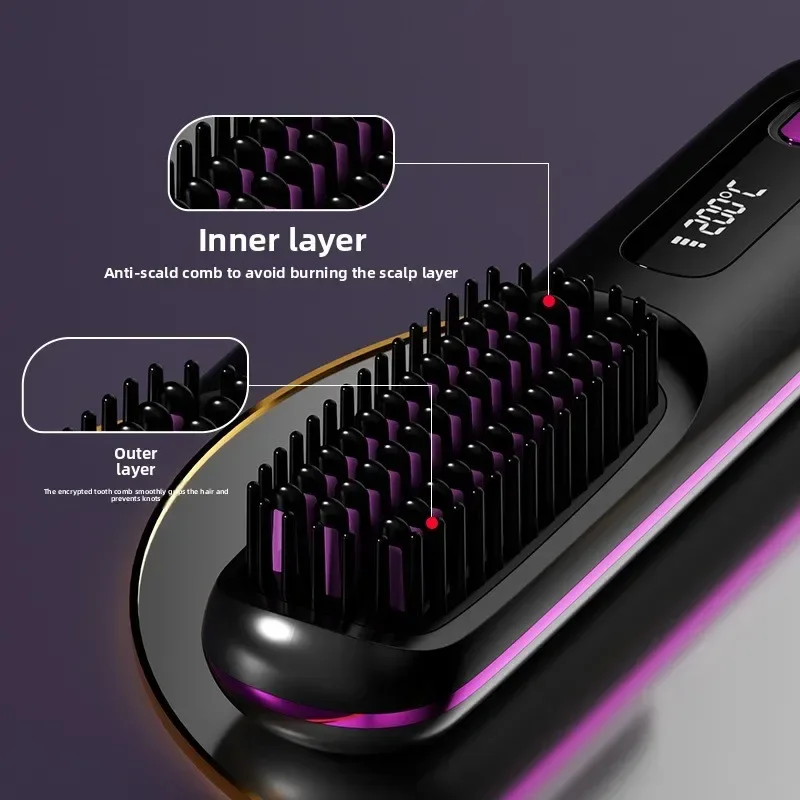High quality LCD USB Rechargeable Ceramic Heated Electric Comb Hair Straightener Wireless Portable Curly Hair Straightening Co
High quality LCD USB Rechargeable Ceramic Heated Electric Comb Hair Straightener Wireless Portable Curly Hair Straightening Co