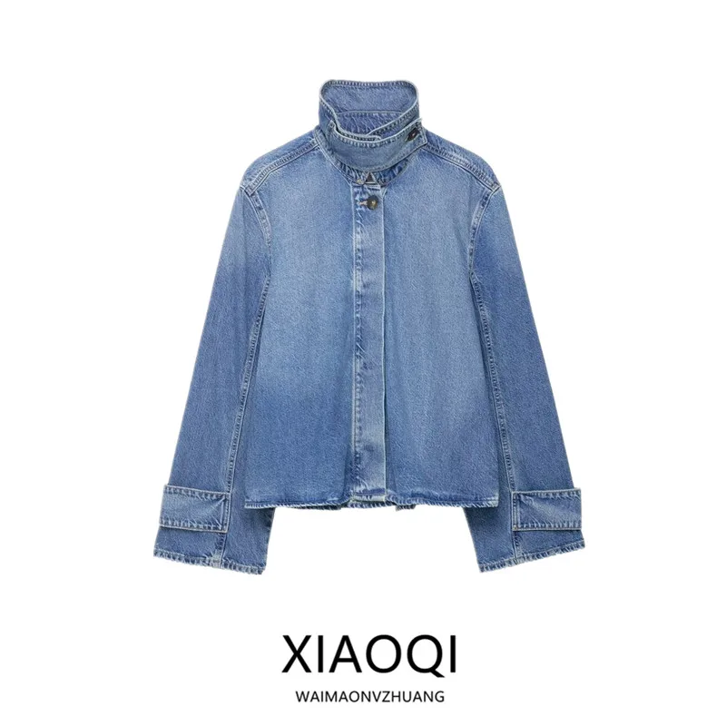 Spring 2026 Women's High Collar Long Sleeve Denim Jacket Coat Button Closure Outerwear Commute Style New Arrival
Spring 2026 Women's High Collar Long Sleeve Denim Jacket Coat Button Closure Outerwear Commute Style New Arrival