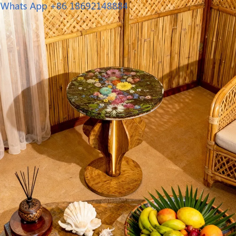 High-End Living Room Home Round Resin Inlaid Solid Wood Table Legs with Light Luxury Dried Flower Landscape Coffee Table
High-End Living Room Home Round Resin Inlaid Solid Wood Table Legs with Light Luxury Dried Flower Landscape Coffee Table