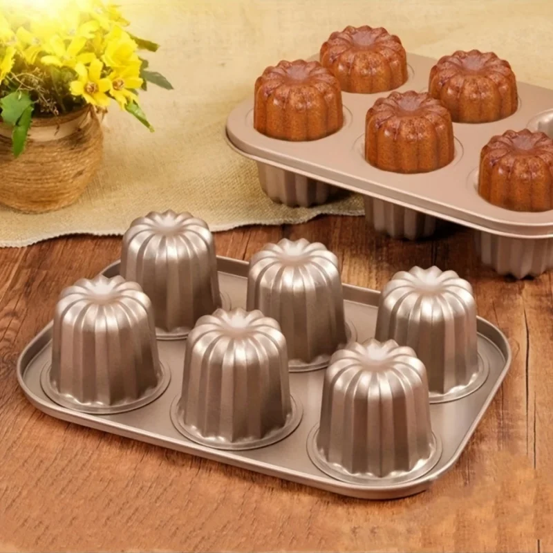 1pc Canelé Mold 6-Cup Non-Stick Carbon Steel Baking Tray French Custard Cake Mold for Oven
1pc Canelé Mold 6-Cup Non-Stick Carbon Steel Baking Tray French Custard Cake Mold for Oven