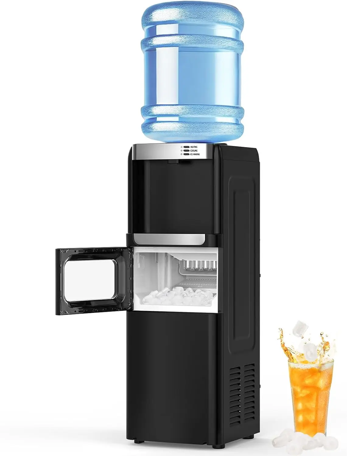 Ice-Making Top-Loading Hot & Cold Water Cooler Dispenser for 5 Gallon Bottles, with Child Safety Lock, Perfect for Home Office Garage, Black
Ice-Making Top-Loading Hot & Cold Water Cooler Dispenser for 5 Gallon Bottles, with Child Safety Lock, Perfect for Home Office Garage, Black