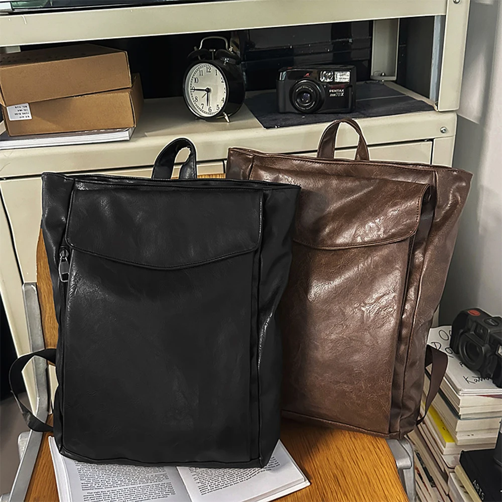 Men's Fashionable Backpack with Simple Texture and Large Capacity Pu Soft Leather Backpack, Computer Bag, Retro Backpack 
Men's Fashionable Backpack with Simple Texture and Large Capacity Pu Soft Leather Backpack, Computer Bag, Retro Backpack
