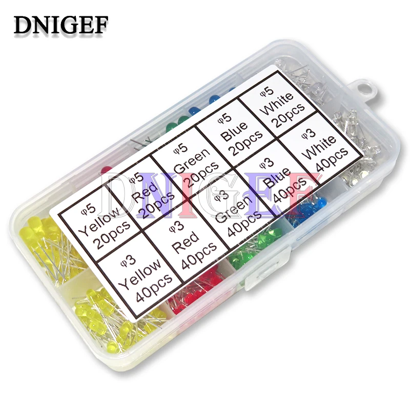 300PCS/Set 10Values 3mm 5mm LED Light White Yellow Red Green Blue Assorted Kit DIY LED Set 3V 20mA New Original LED Diode
300PCS/Set 10Values 3mm 5mm LED Light White Yellow Red Green Blue Assorted Kit DIY LED Set 3V 20mA New Original LED Diode