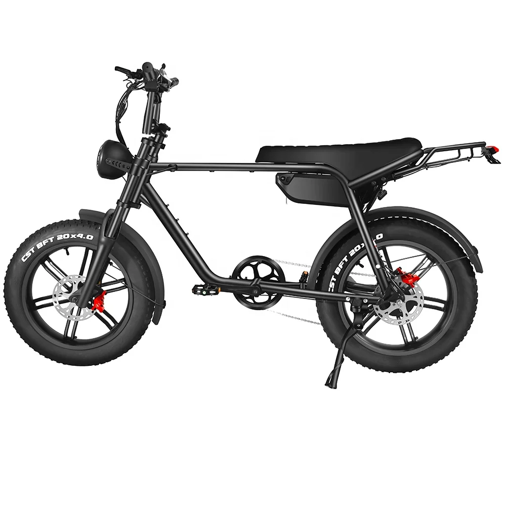 Электровелосипед с двойной батареей 48В 30Ач, 20-дюймовыми широкими шинами, алюминиевой рамой и задним багажником.
Электровелосипед с двойной батареей 48В 30Ач, 20-дюймовыми широкими шинами, алюминиевой рамой и задним багажником.