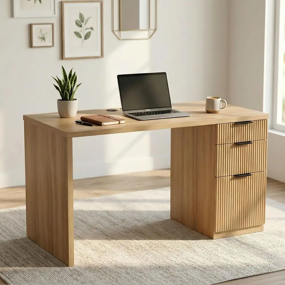 58-inch Natural Oak Executive Desk with Power Outlet, File Cabinet, and 3 Drawers for Home Office or Study
58-inch Natural Oak Executive Desk with Power Outlet, File Cabinet, and 3 Drawers for Home Office or Study