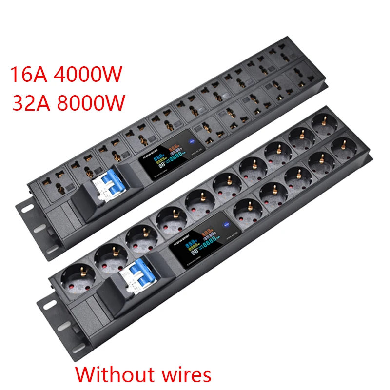 19inch cabinet 2U PDU power strip ammeter/voltmeter/power tester 15 way socket 16A/32A air switch 4000/8000W Without wires
19inch cabinet 2U PDU power strip ammeter/voltmeter/power tester 15 way socket 16A/32A air switch 4000/8000W Without wires