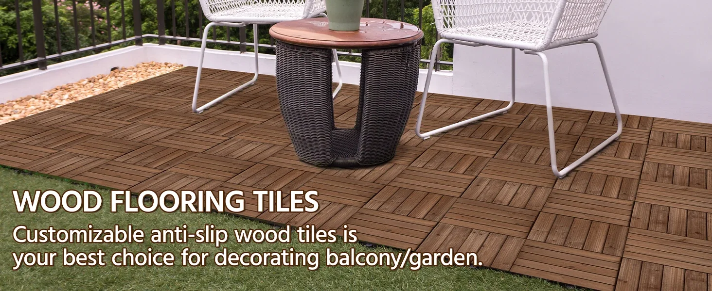 Yaheetech 27PCS Interlocking Patio Deck Tiles 12 x 12in Wood Floor Tiles Outdoor Flooring for Patio Garden Deck Poolside Brown Yaheetech 27PCS Interlocking Patio Deck Tiles 12 x 12in Wood Floor Tiles Outdoor Flooring for Patio Garden Deck Poolside Brown