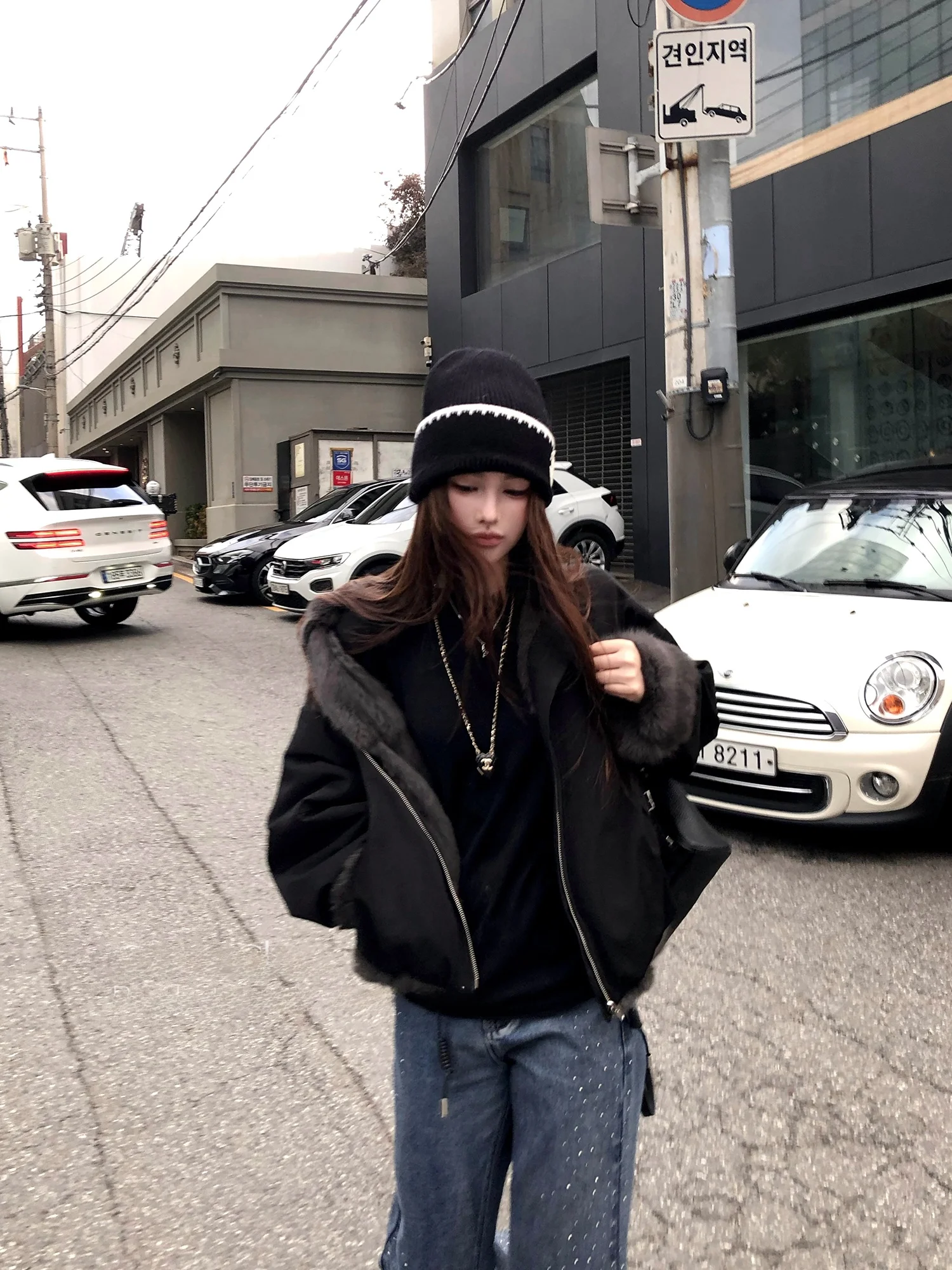 Aurora Chien True Rabbit Fur Parka Coat Women's Double-Sided Wear Elegance Jaet Outerwear Long Sve Korean Sle
Aurora Chien True Rabbit Fur Parka Coat Women's Double-Sided Wear Elegance Jaet Outerwear Long Sve Korean Sle