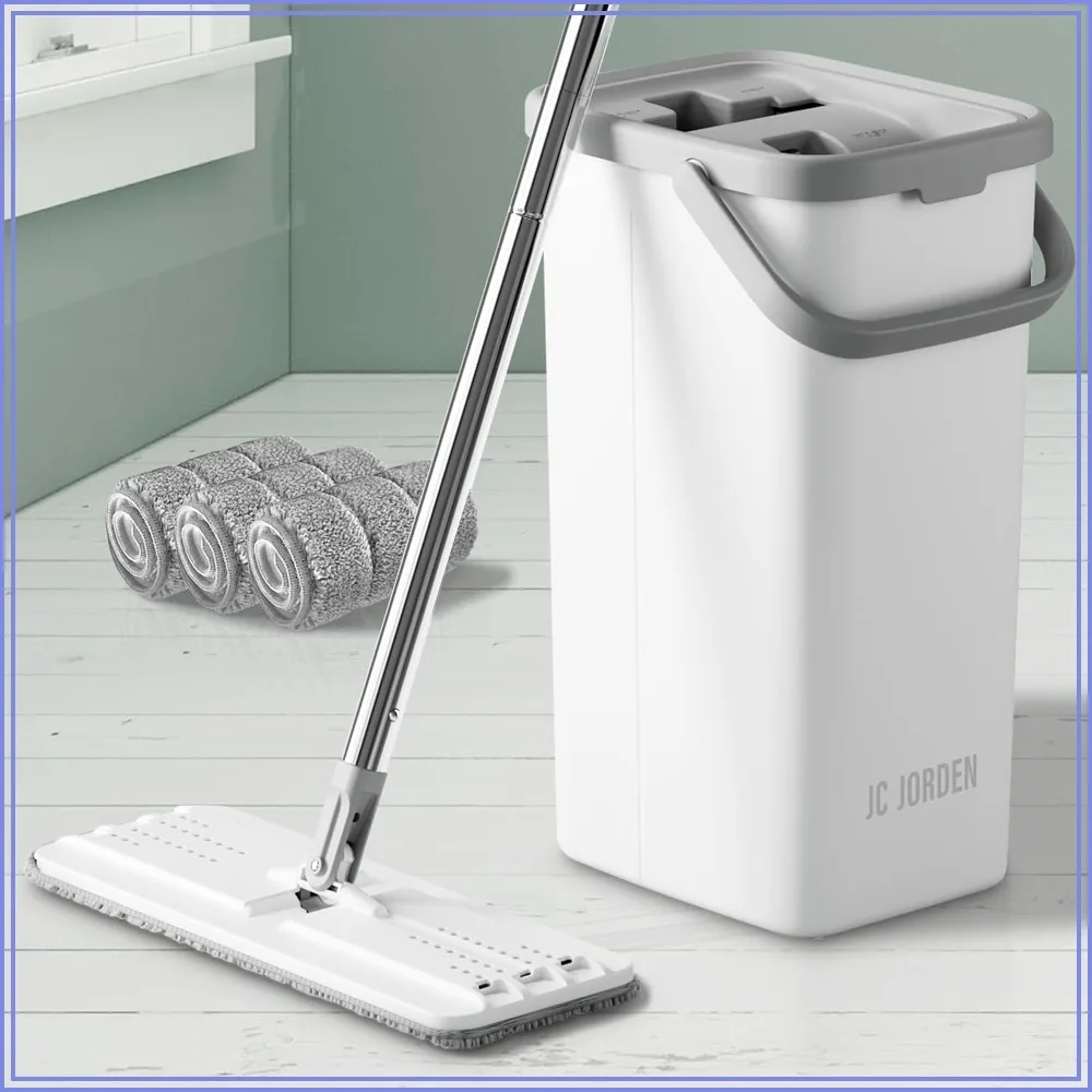 Hands Free Flat Mop and Bucket with Wringer Set, 3 Washable Microfiber Pads, Wet Dry Mop for Home Floor Cleaning, All Floor Types & Windows
Hands Free Flat Mop and Bucket with Wringer Set, 3 Washable Microfiber Pads, Wet Dry Mop for Home Floor Cleaning, All Floor Types & Windows