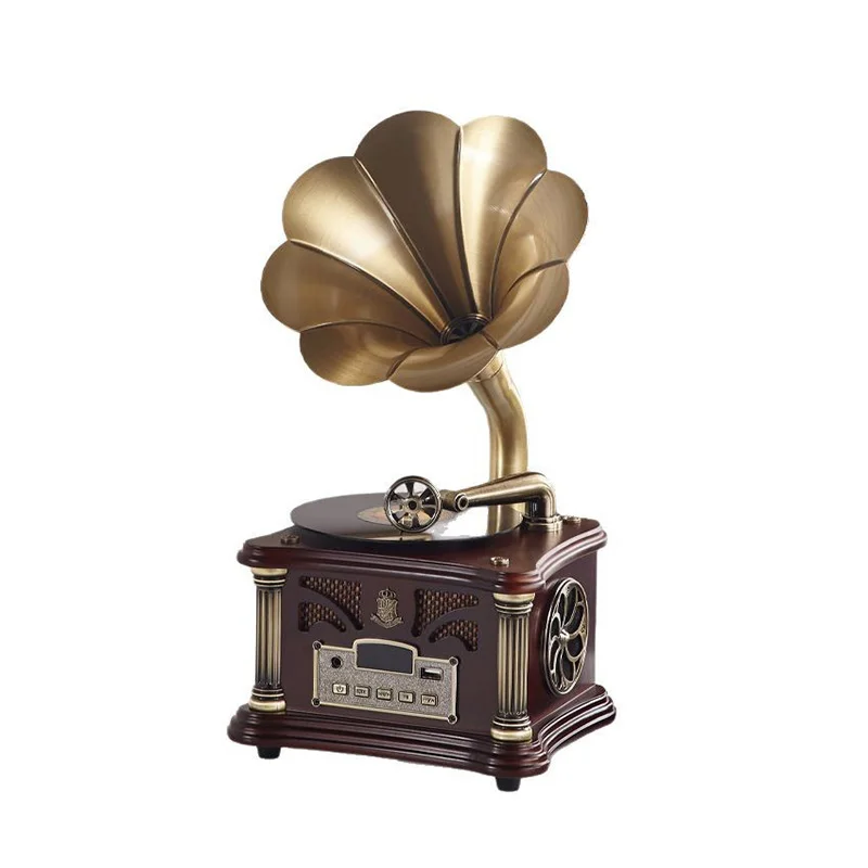 Vintage Gramophone Speaker with BT USB FM Radio Remote Control 2000mAh Battery Retro Wooden Metal Horn for Home Audio Playback
Vintage Gramophone Speaker with BT USB FM Radio Remote Control 2000mAh Battery Retro Wooden Metal Horn for Home Audio Playback