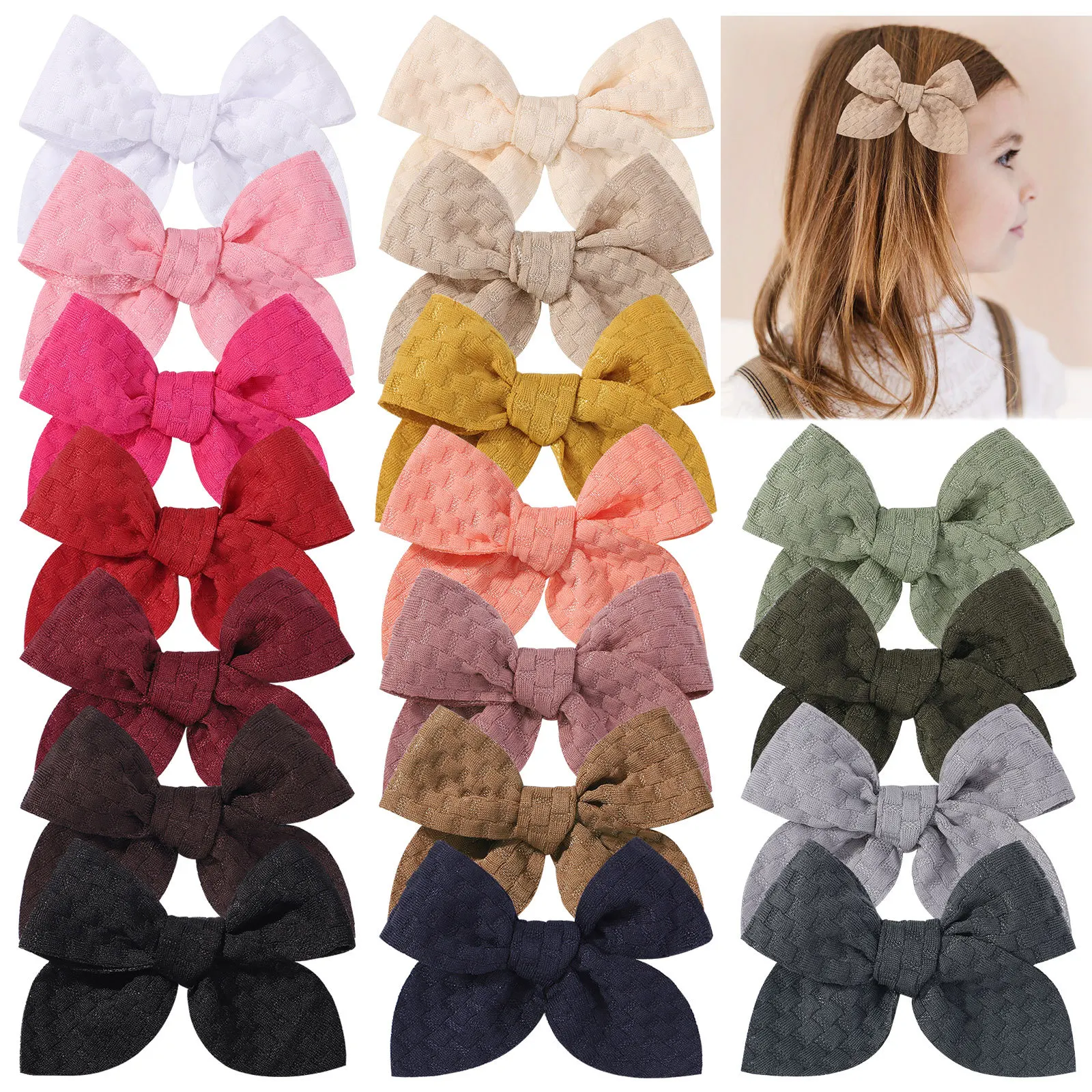 54 pcs/lot, Jacquard Fabric Hair Bow Clips 3.3" Handmade Bow Fully Lined Hair Clips Kids Girls Hair Accessories
54 pcs/lot, Jacquard Fabric Hair Bow Clips 3.3" Handmade Bow Fully Lined Hair Clips Kids Girls Hair Accessories