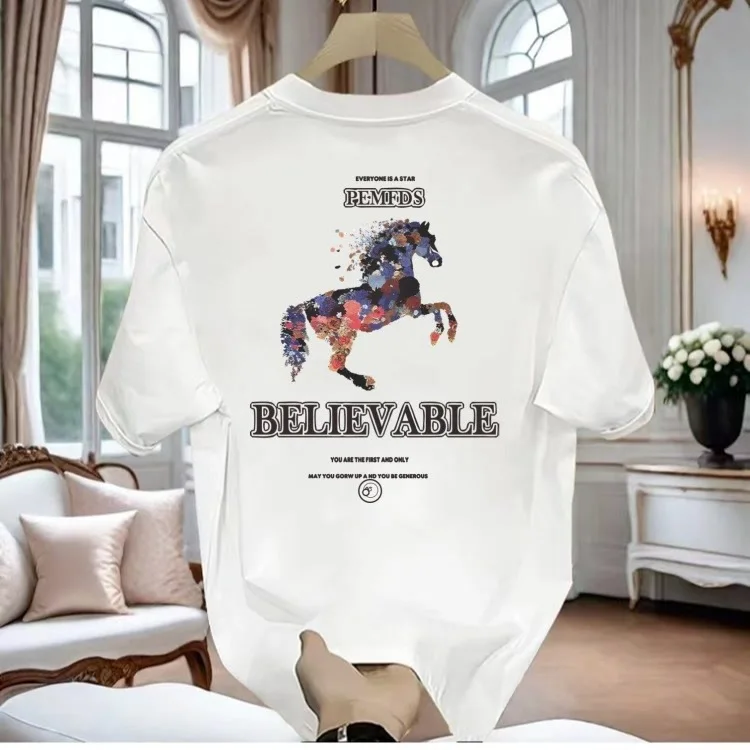 Horse print short sleeve T-shirt Men 2025 new summer 100% cotton half sleeve ins style interesting street T-shirt
Horse print short sleeve T-shirt Men 2025 new summer 100% cotton half sleeve ins style interesting street T-shirt