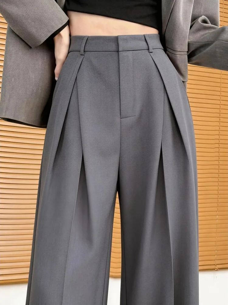 Gray Pleated Wide Leg Pants Women's Summer High Waist Drapey Korean Style Casual Loose Floor-Length Straight Cut Trousers
Gray Pleated Wide Leg Pants Women's Summer High Waist Drapey Korean Style Casual Loose Floor-Length Straight Cut Trousers