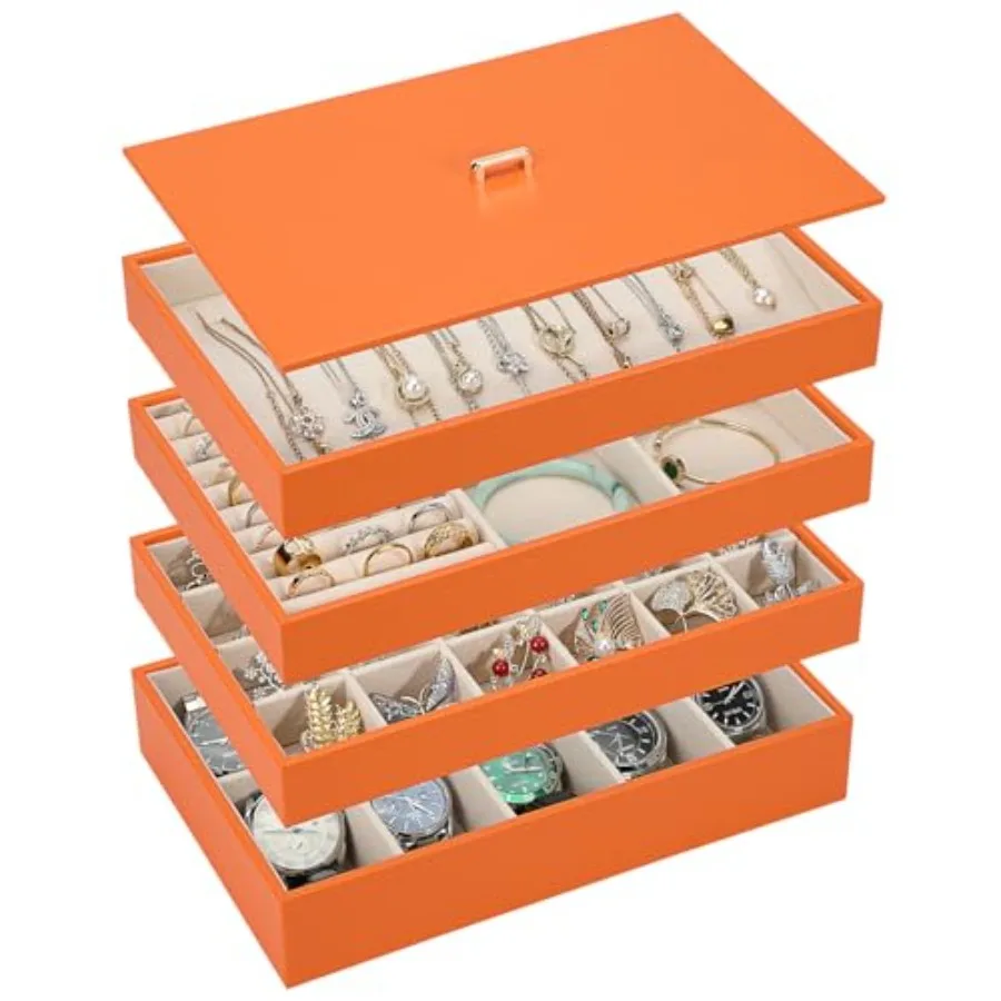 Stackable Jewelry Organizer Tray with Lid PU Leather Jewelry Storage Holder for Drawer Inserts Jewellery Display Box Case for E
Stackable Jewelry Organizer Tray with Lid PU Leather Jewelry Storage Holder for Drawer Inserts Jewellery Display Box Case for E