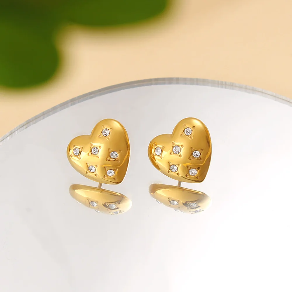 DIY accessories European and American new 18K gold stainless steel stud earrings fashionable INS wind zircon heart earrings love
DIY accessories European and American new 18K gold stainless steel stud earrings fashionable INS wind zircon heart earrings love