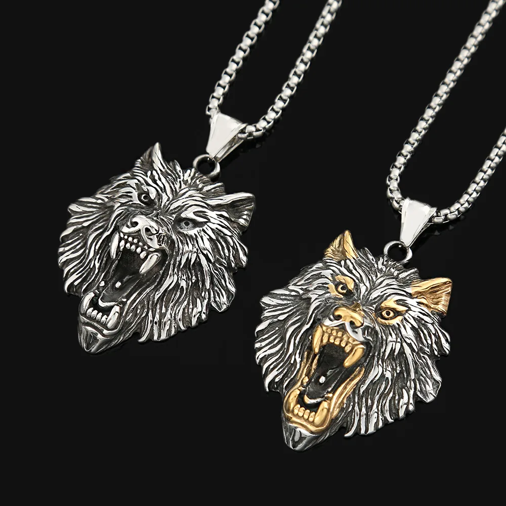 Hip hop vintage men's necklace does not fade the personality of the overbearing stainless steel Vitkin Wolf head pendant
Hip hop vintage men's necklace does not fade the personality of the overbearing stainless steel Vitkin Wolf head pendant