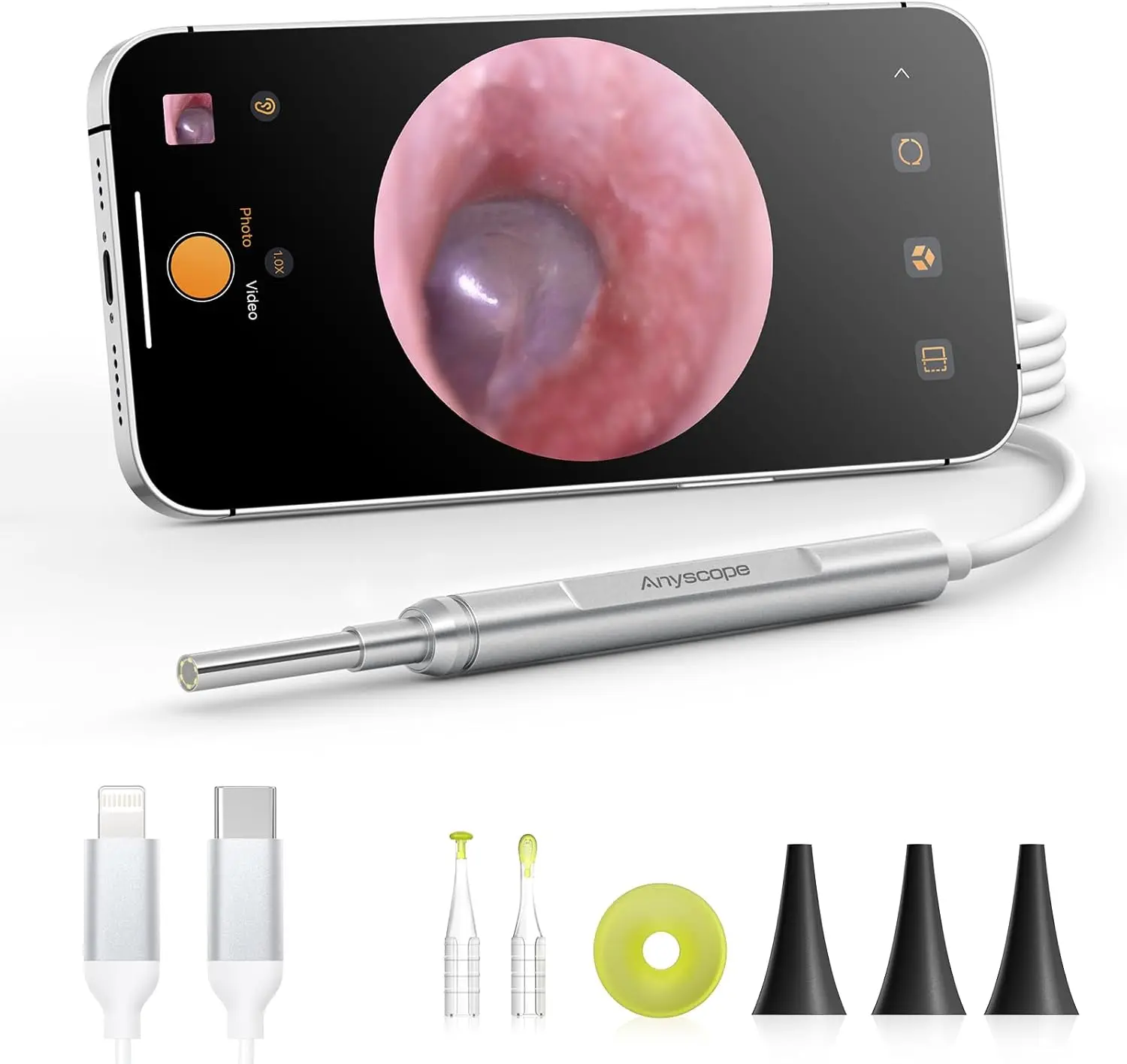 HD Digital Otoscope for iPhone & Android, Ear Camera with Wax Removal Tools, Video Capture
HD Digital Otoscope for iPhone & Android, Ear Camera with Wax Removal Tools, Video Capture