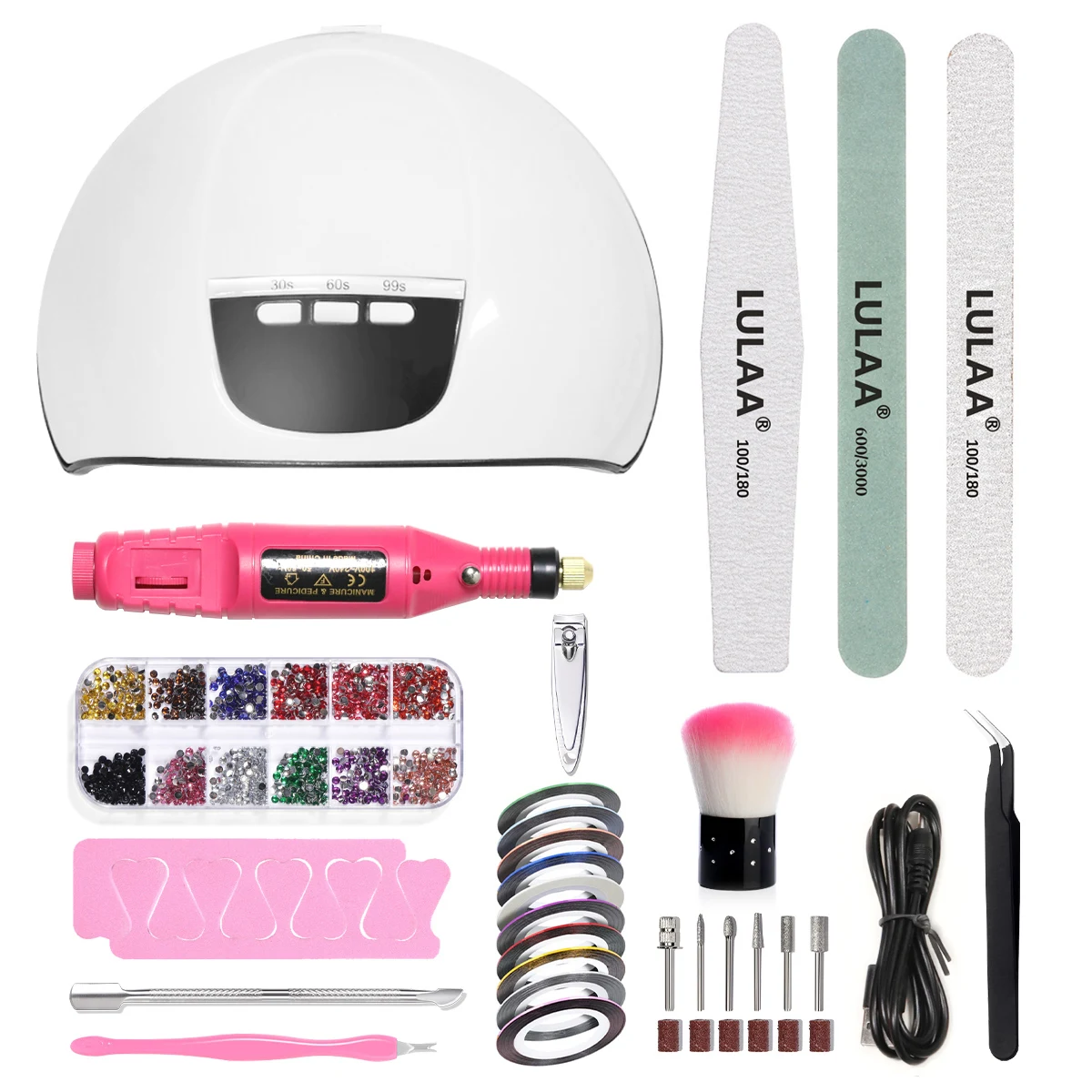 LINMANDA Manicure Set With 54W Nail Drying Lamp Professional Nail Drill Stainless Steel Nail Cuticle Pusher Scissors Set
LINMANDA Manicure Set With 54W Nail Drying Lamp Professional Nail Drill Stainless Steel Nail Cuticle Pusher Scissors Set